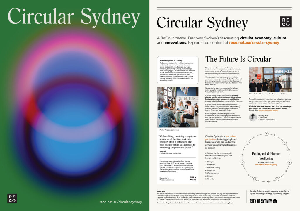 A spread from Circular Sydney showcasing the 9-phase circular model of the resource